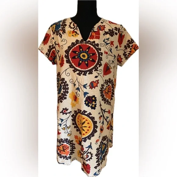 Emery Rose Dresses | Emery Rose Cream Multi-Colored Cotton Dress Size Medium (M) | Color: Cream | Size: M | Aphil042's Closet Emery Rose Dresses | Emery Rose Cream Multi-Colored Cotton Dress Size Medium (M) | Color: Cream | Size: M | Aphil042's Closet